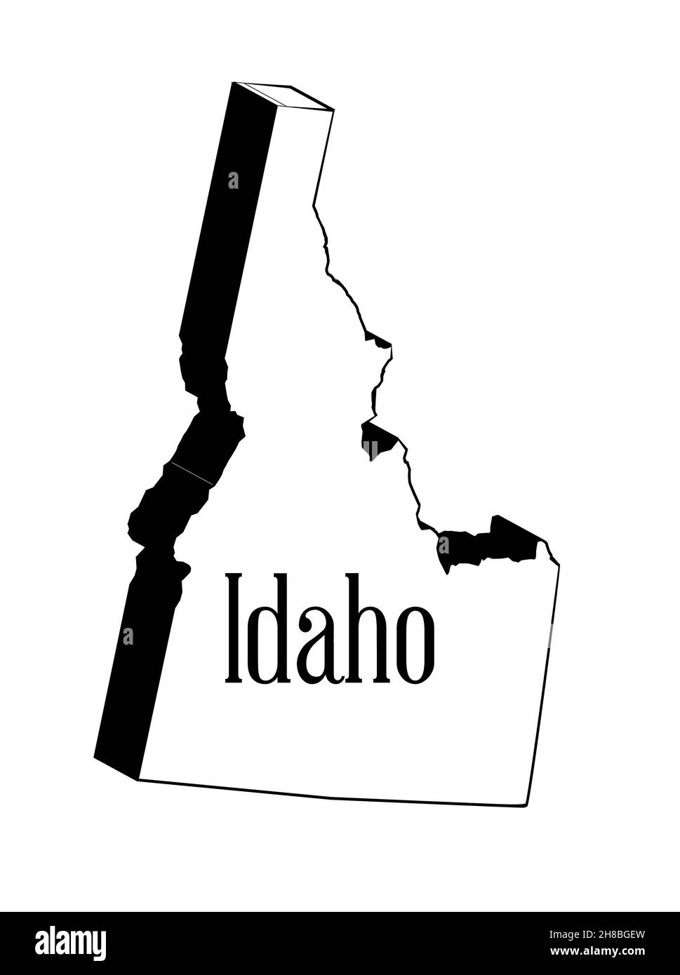 Profilo dello stato dell'Idaho in 3D e isolato su sfondo bianco Foto Stock