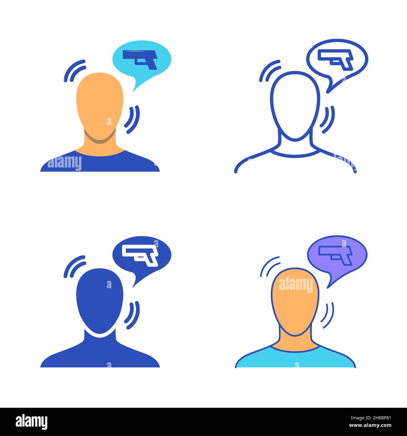 Icona del disturbo da stress post-traumatico in stile piatto e lineare. Simbolo di malattia mentale PTSD. Illustrazione vettoriale Illustrazione Vettoriale