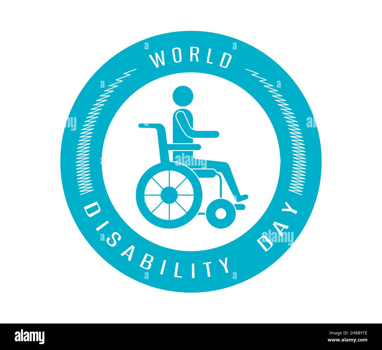 Adesivo World Disability Day. Disabilitato, handicappato, difettoso, malformato. Illustrazione Vettoriale