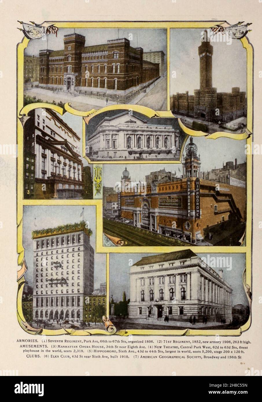 Armature e divertimenti dal libro ' King's colour-graps of New York City' pubblicato a New York da M. King, inc. Nel 1910 Foto Stock
