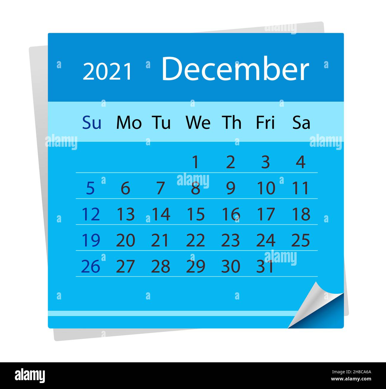 Calendario del mese di dicembre 2021. Illustrazione Vettoriale