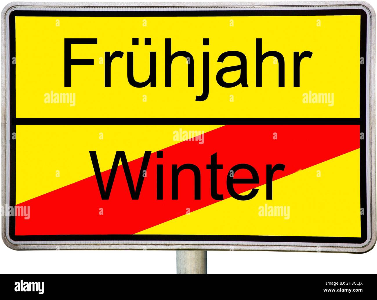 Limite città segno Fruehjahr / Inverno, primavera / inverno, Germania Foto Stock