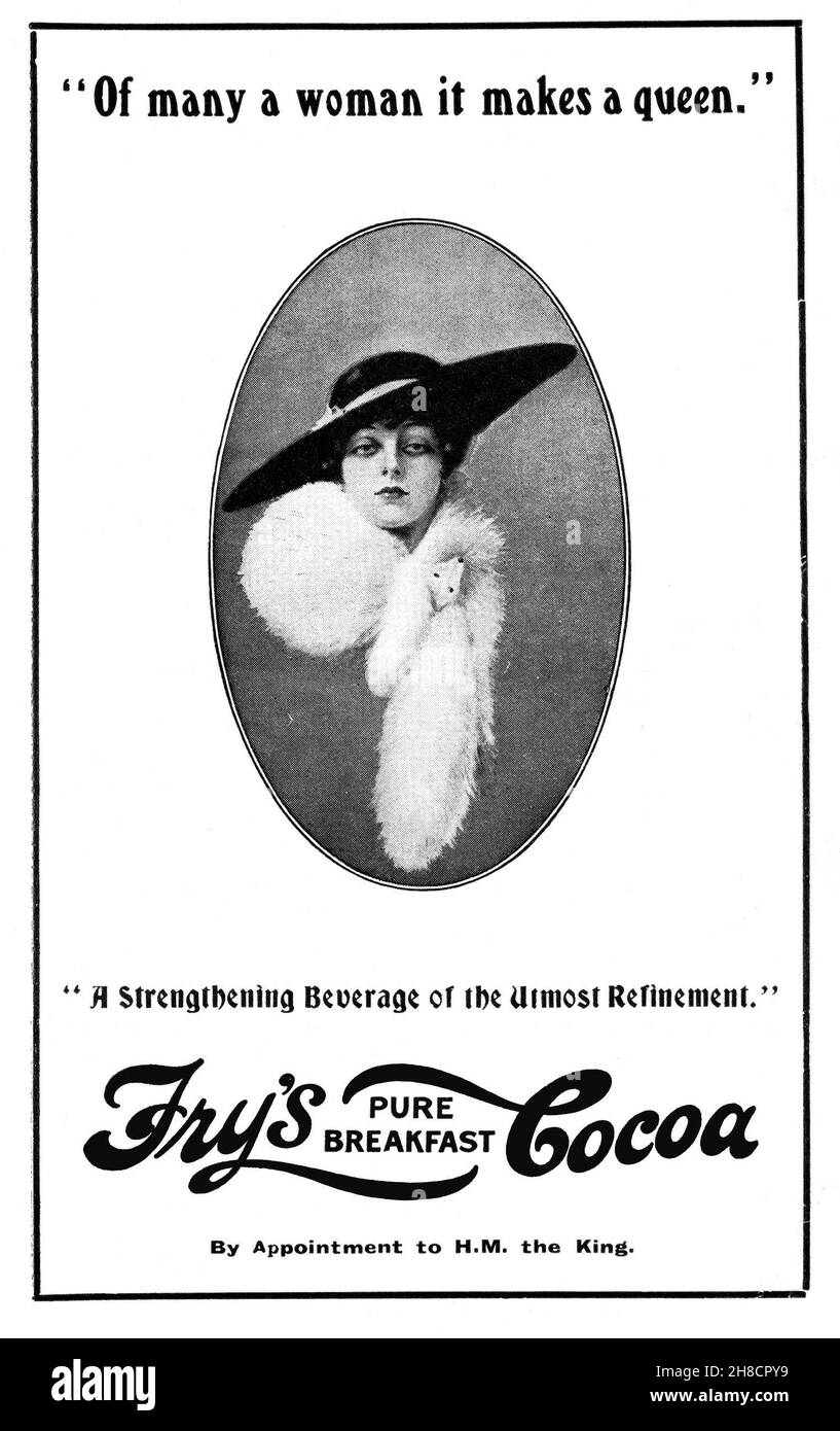 Un annuncio d'epoca per la bevanda al cacao di Fry Foto Stock