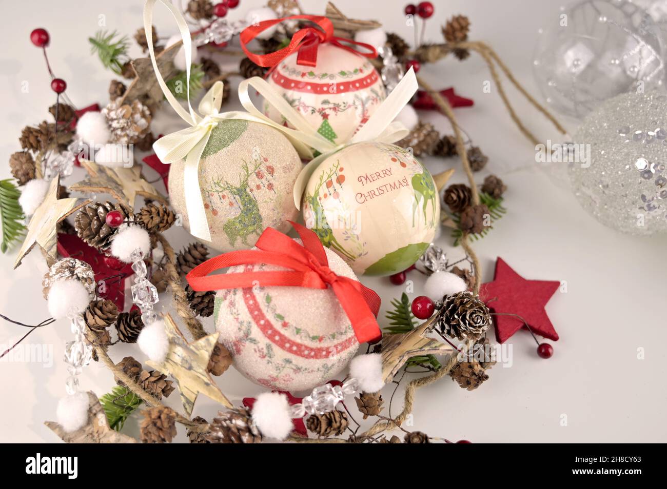 Set di ornamenti di Natale sfondi Foto Stock