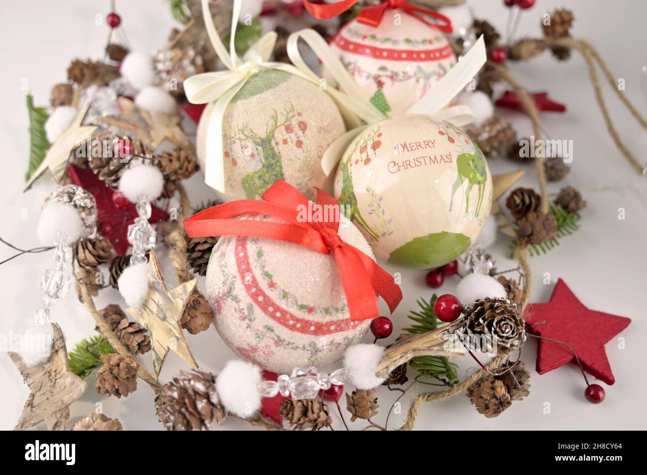 Set di ornamenti di Natale sfondi Foto Stock