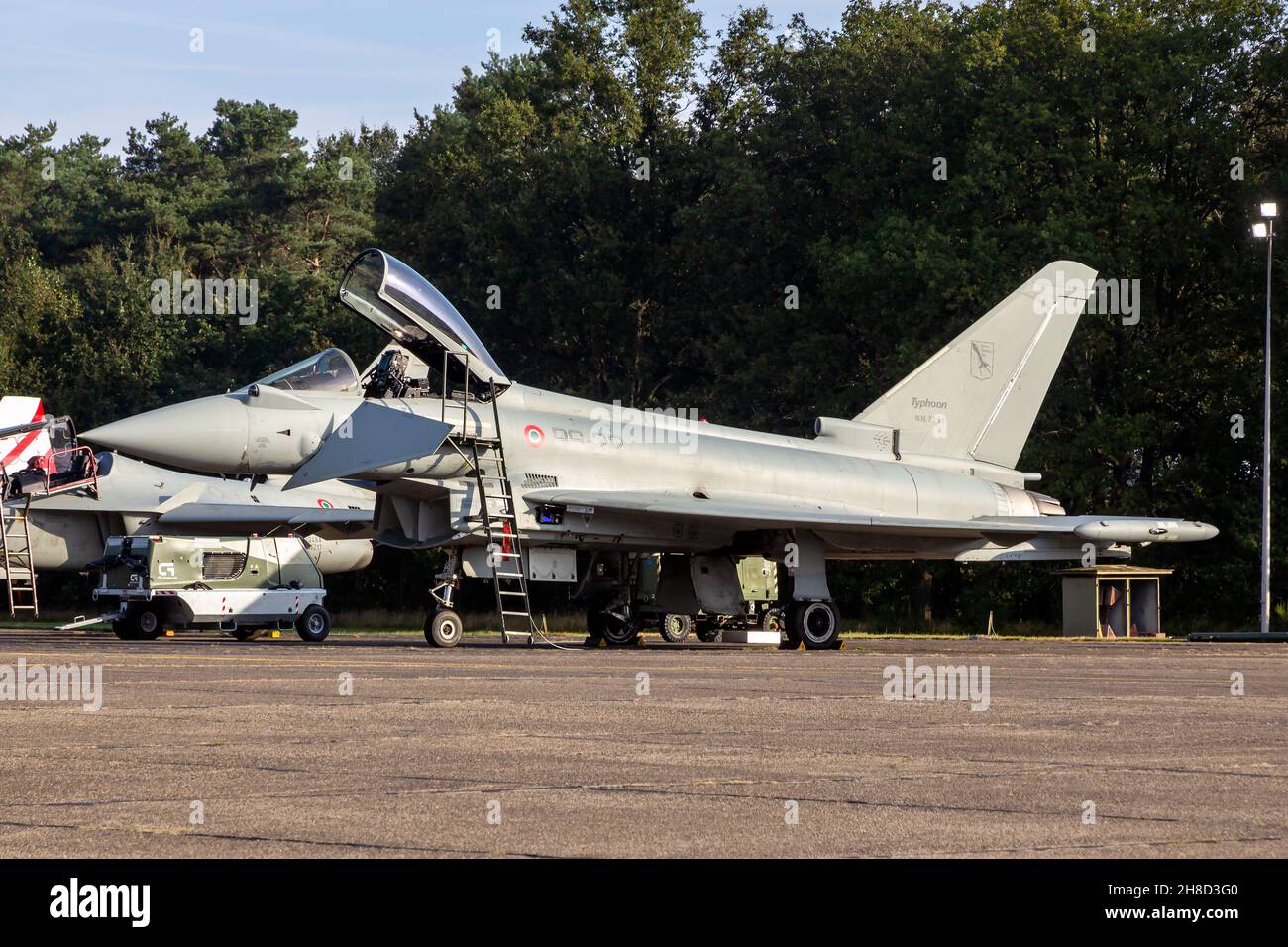 L'Aeronautica militare Italiana Eurofighter Typhoon sul tarmac della base aerea Kleine-Brogel. Belgio - 13 settembre 2021 Foto Stock