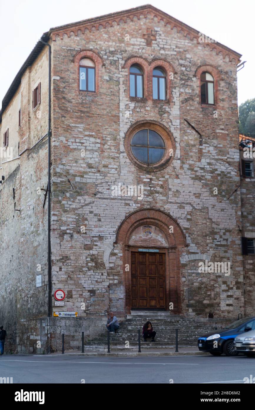 Centro storico, Piazza Bbraccio Fortebraccio, Chiesa di San fortunato, Perugia, Umbria, Italia, Europa Foto Stock