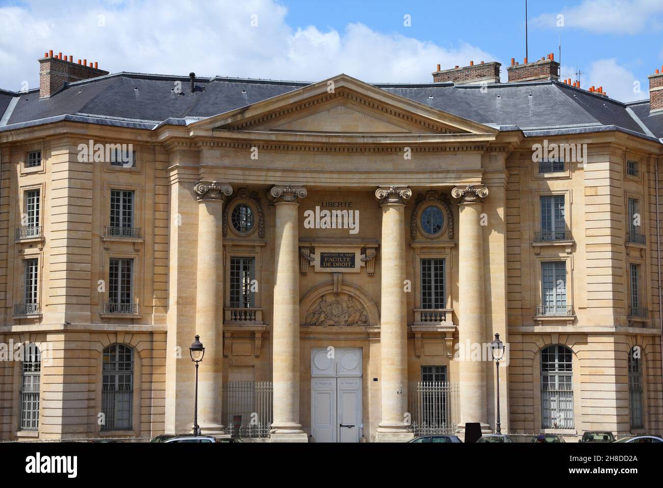 Istruzione a Parigi, Francia. Edificio dell'Università della Sorbona. Facoltà di giurisprudenza. Foto Stock