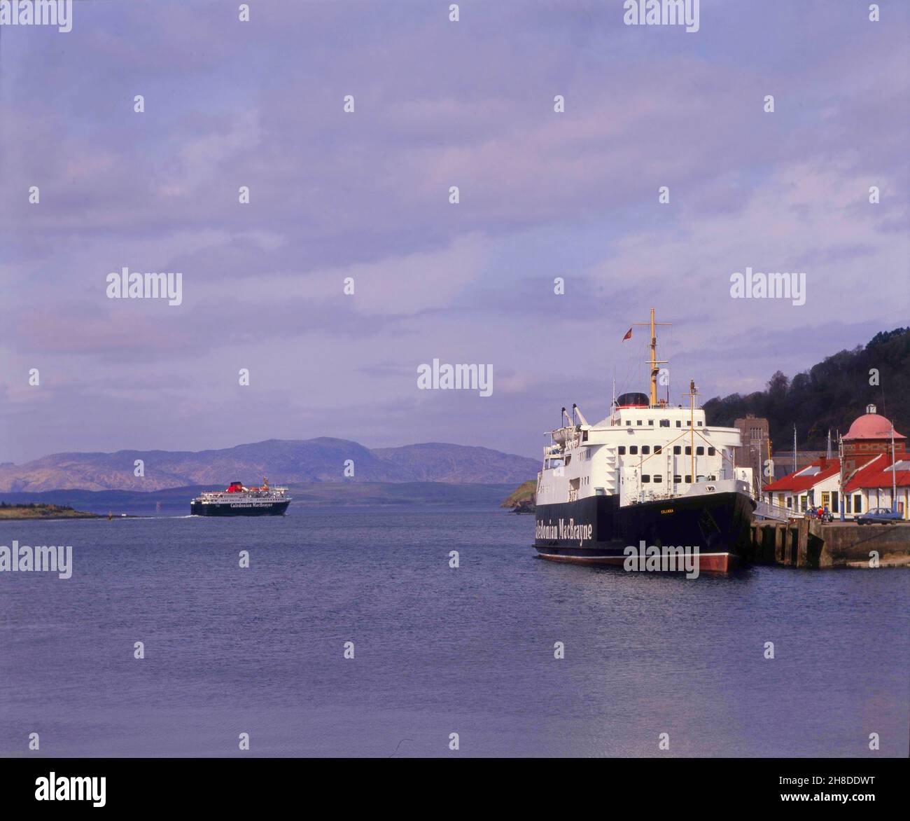 MV Columba e MV Isle di Mull iin Oban anni '80 Foto Stock