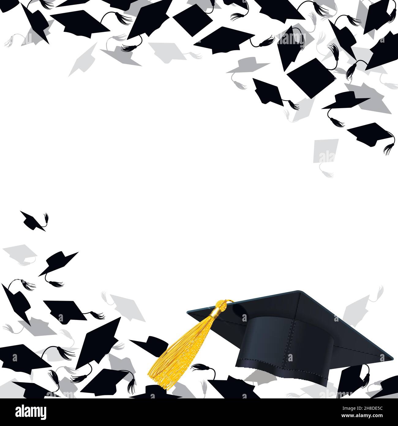 Sfondo Fotografico Per Laurea Oro/nero 150x100 Cm | Striscione In Poliestere Con Motivo Cappello E Scritte