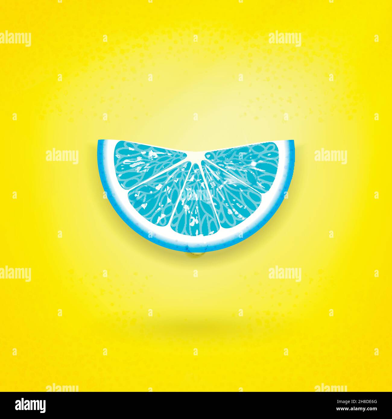 fetta di limone di colore blu brillante su sfondo giallo chiaro Illustrazione Vettoriale