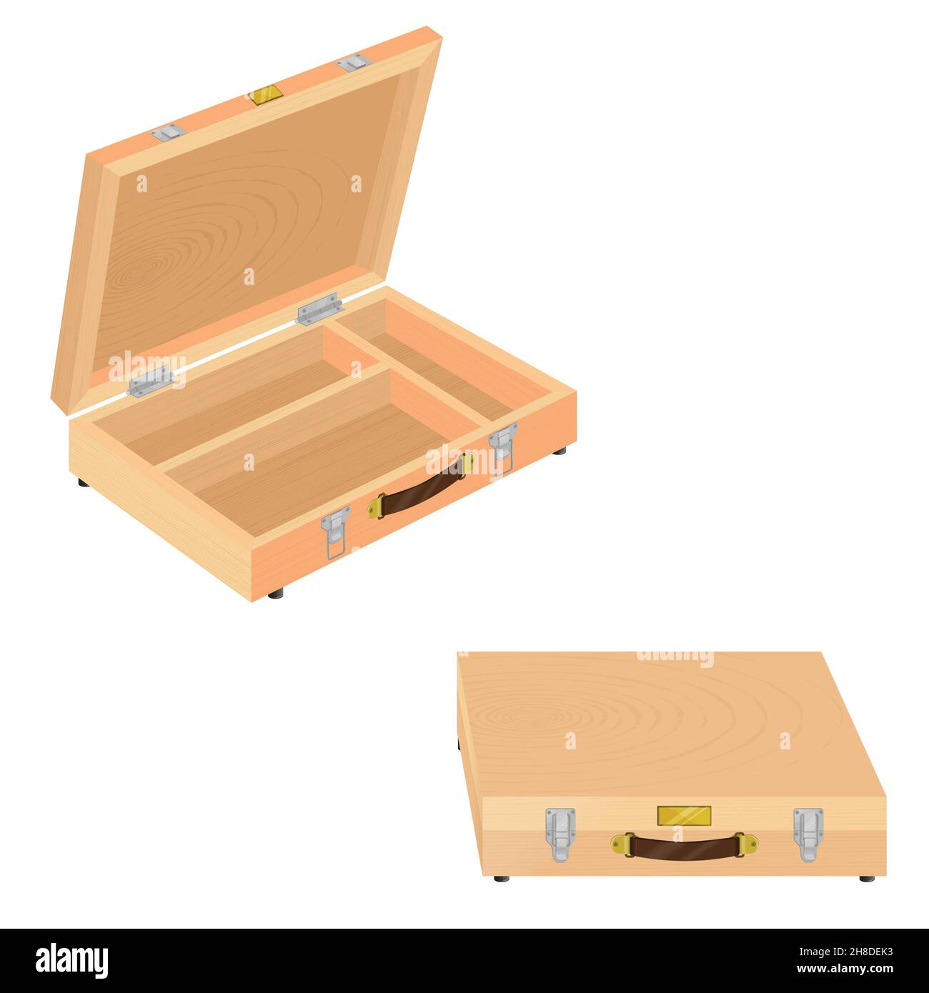 Disegno vettoriale di scatola di legno per immagazzinare le cose. Illustrazione Vettoriale