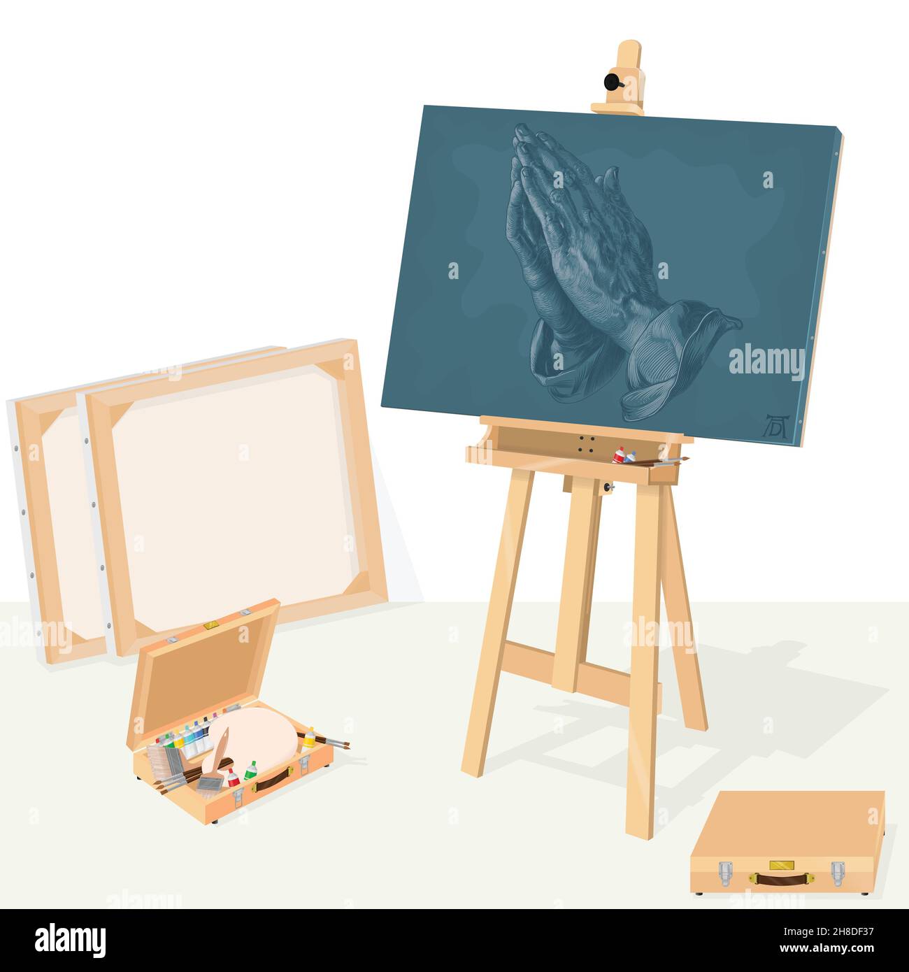 Disegno vettoriale di uno studio d'arte, immagine con grafica classica Illustrazione Vettoriale
