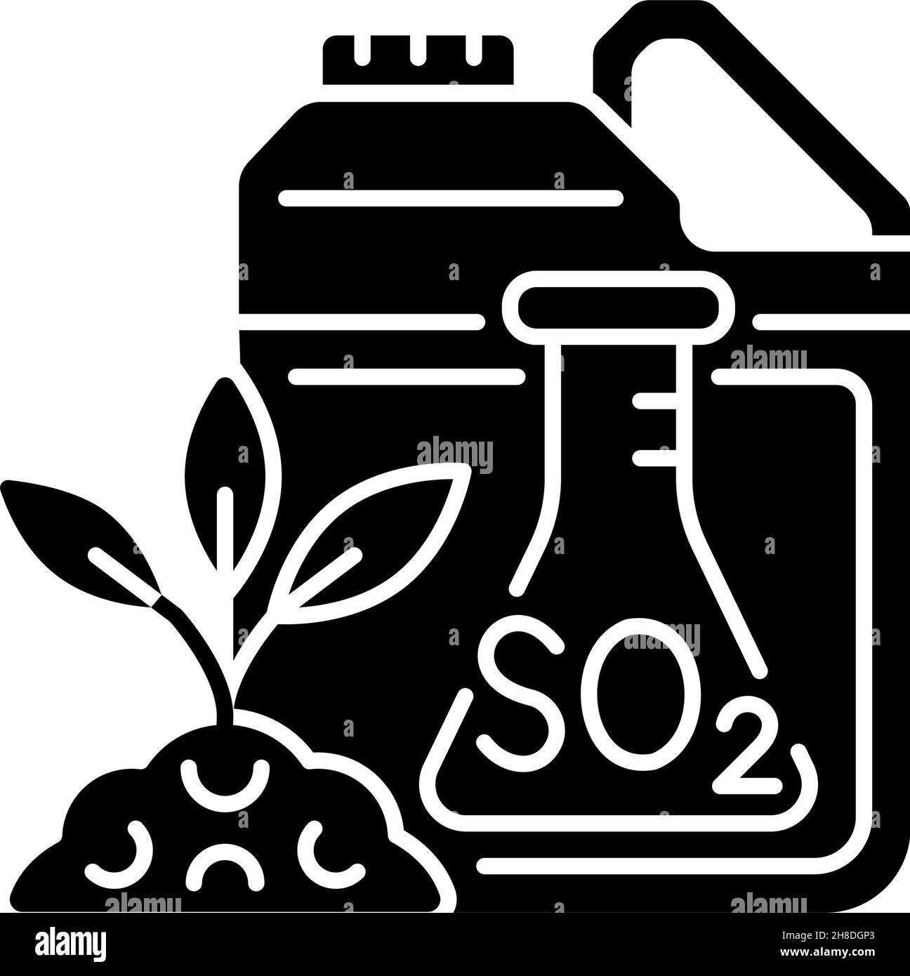 Icona glifo nero fertilizzante zolfo Illustrazione Vettoriale