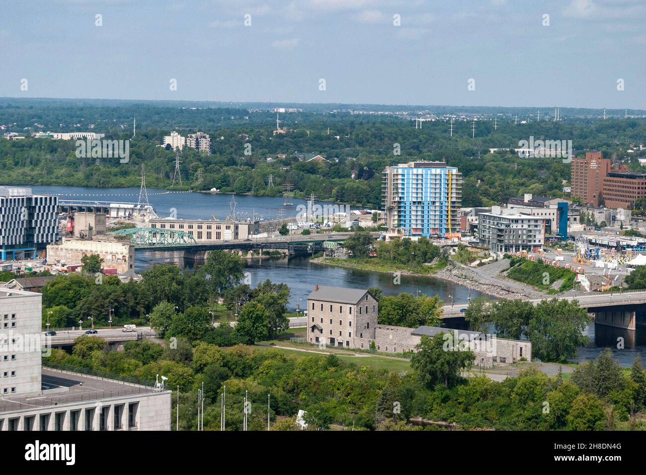 Vista panoramica del fiume Ottawa verso nord-ovest. Foto Stock