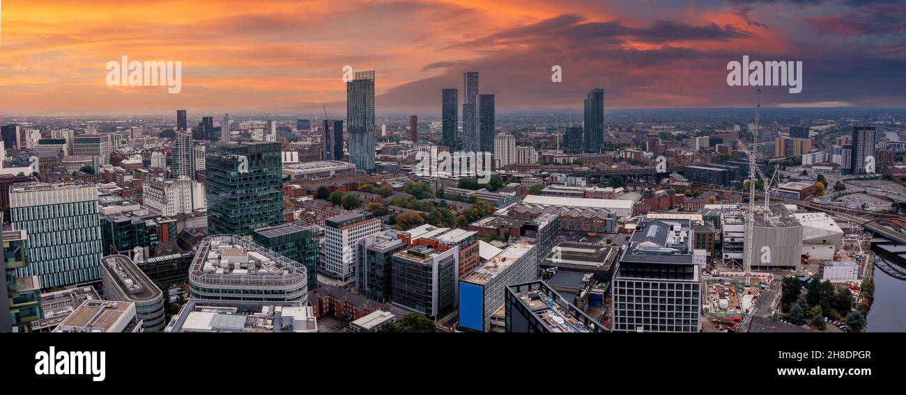 Vista aerea della città di Manchester nel Regno Unito Foto Stock