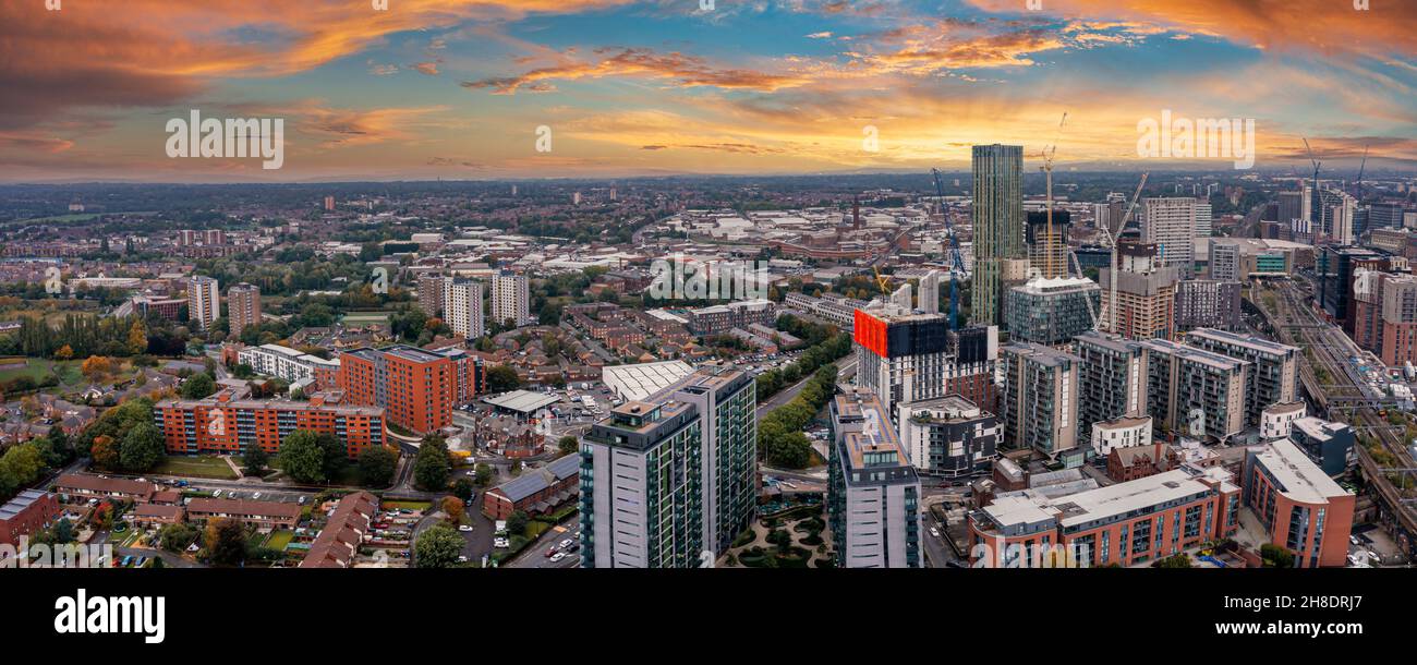 Vista aerea della città di Manchester nel Regno Unito Foto Stock