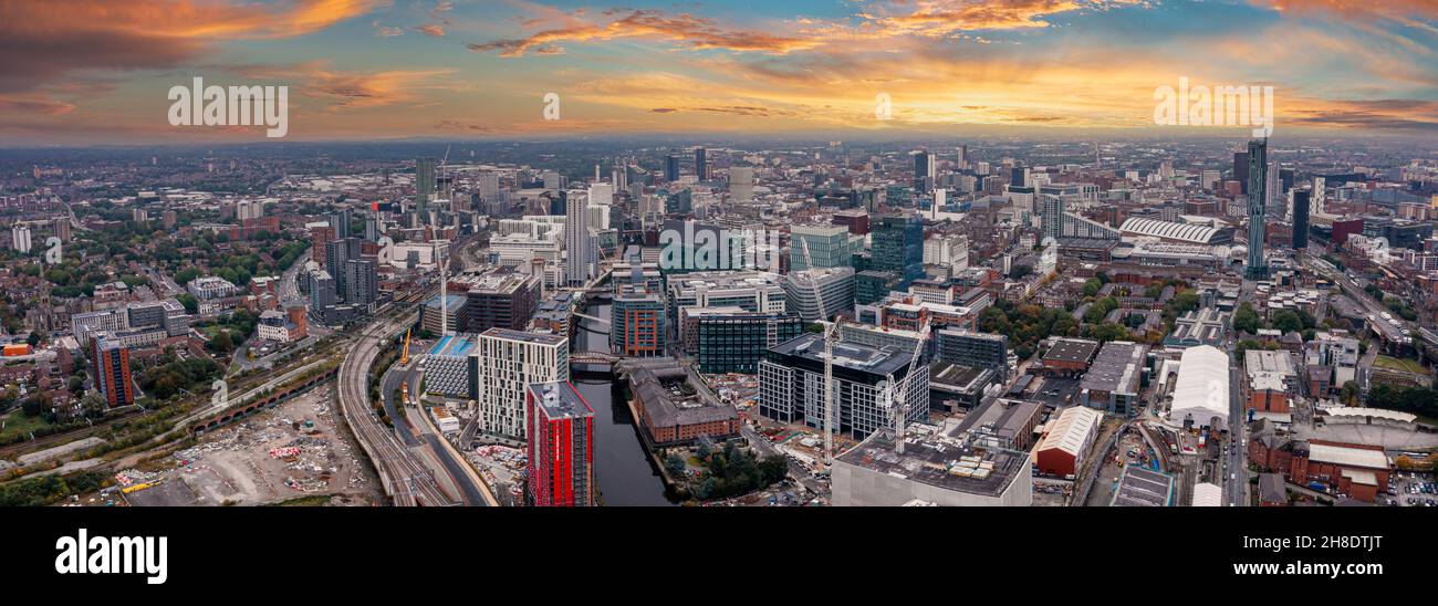 Vista aerea della città di Manchester nel Regno Unito Foto Stock