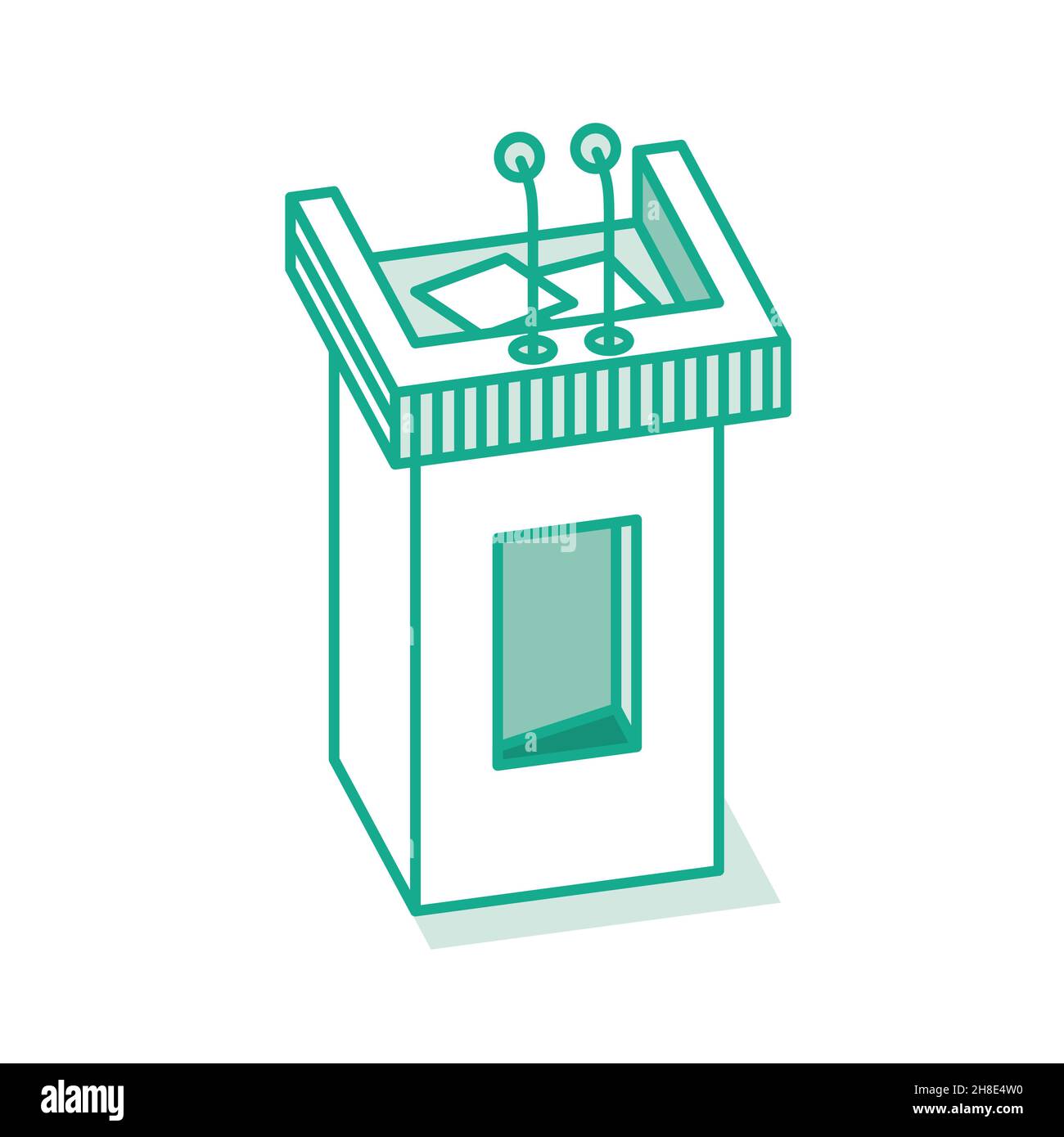 Podium vocale con due microfoni. Illustrazione vettoriale. Contorno del rostro o Tribune. Illustrazione Vettoriale