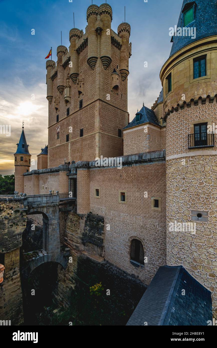 Vista dell'Alcazar di Segovia in Spagna Foto Stock