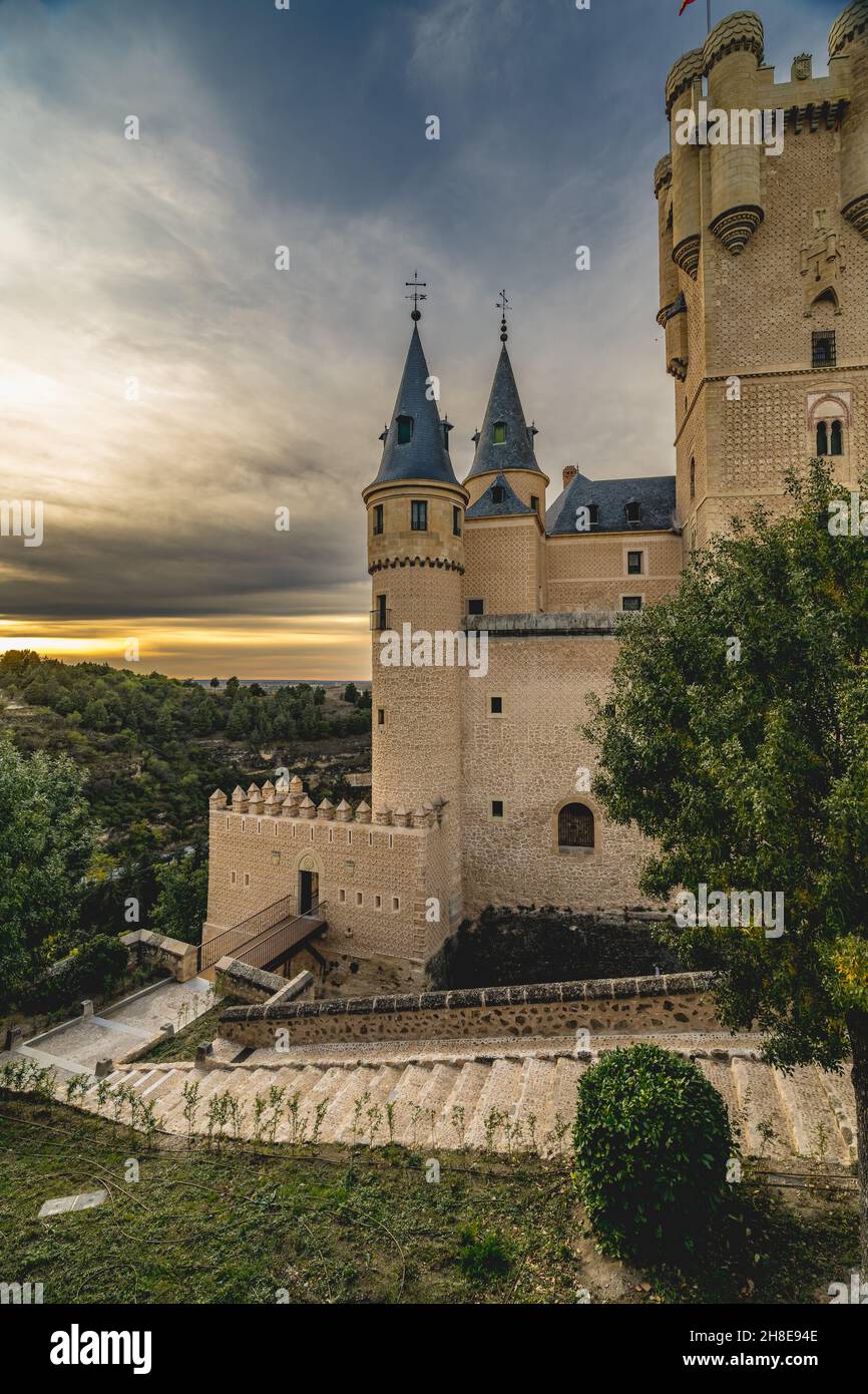 Vista dell'Alcazar di Segovia in Spagna Foto Stock