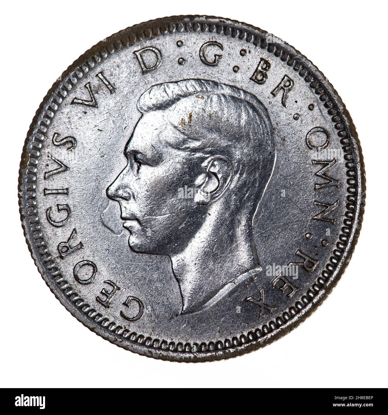 Vintage 1943 Silver Coin dalla Gran Bretagna - 6 Pence con Re Giorgio VI Foto Stock