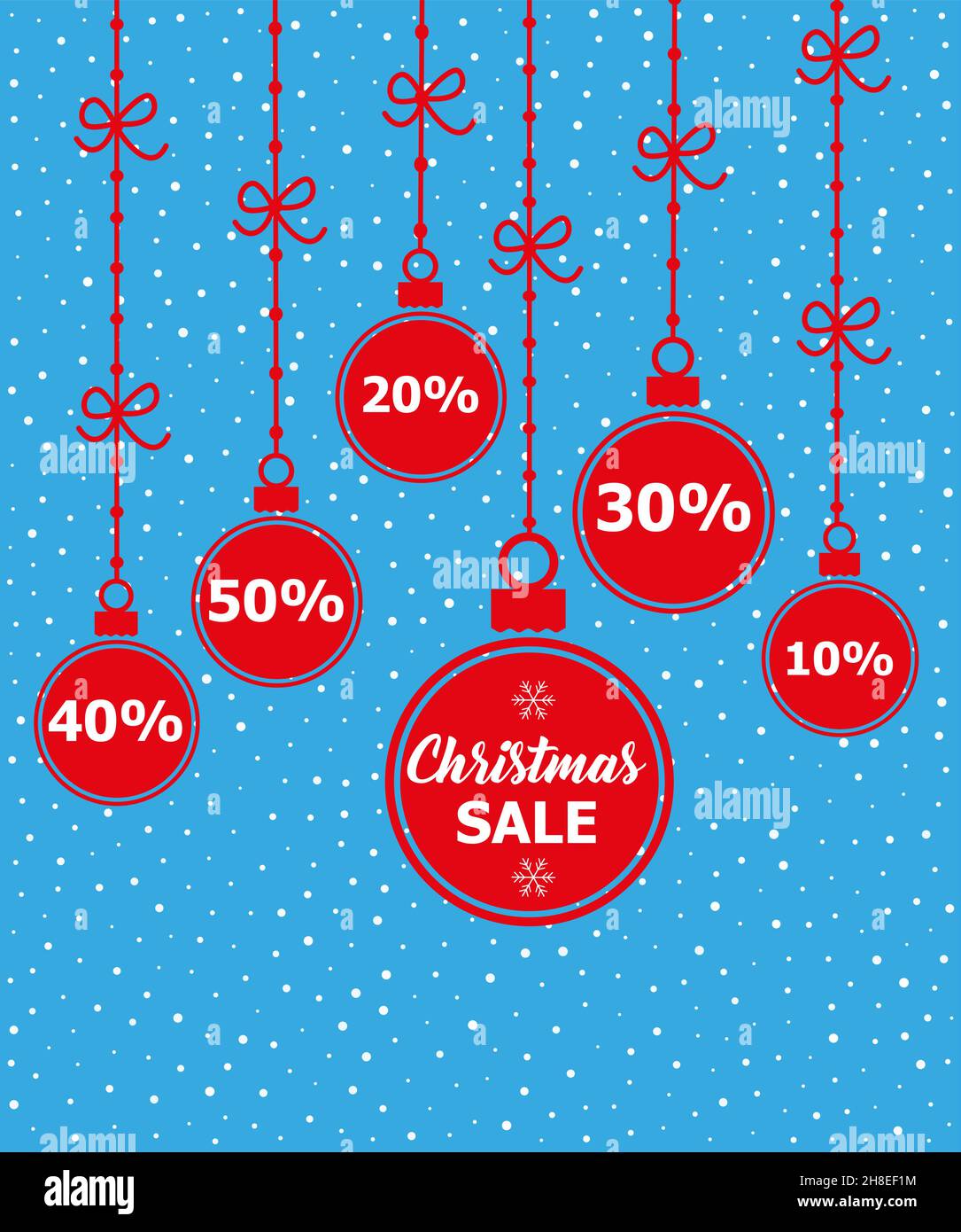 Vendita palle di Natale. Offerta speciale tag vettoriale. Modello di tessera per le festività di nuovo anno. Negozio di mercato poster design. EPS 10 Illustrazione Vettoriale