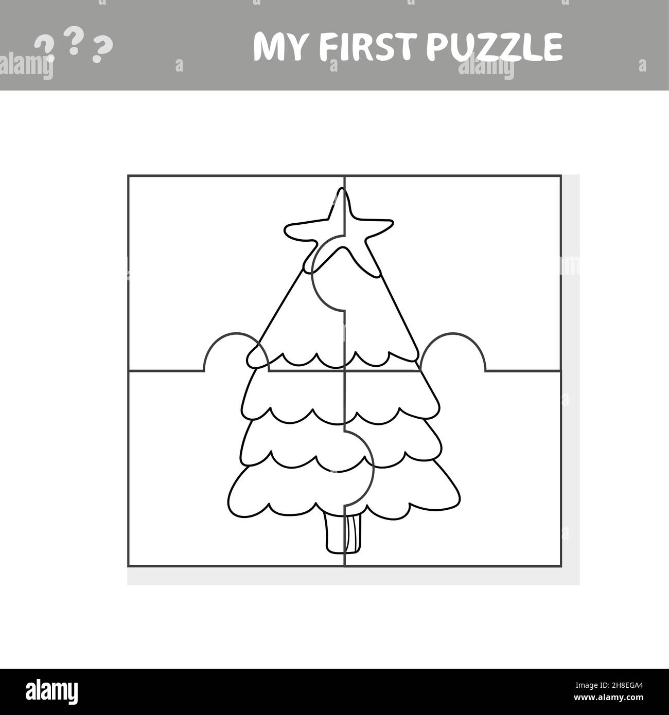 Puzzle pezzi - albero di Natale Design. Il mio primo puzzle - gioco per  bambini e pagina da colorare Immagine e Vettoriale - Alamy