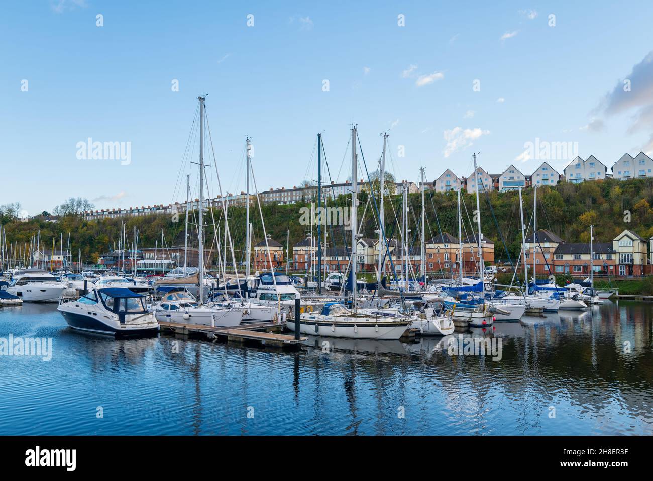 Una visione generale di Penarth Marina a Penarth, Galles, Regno Unito. Foto Stock