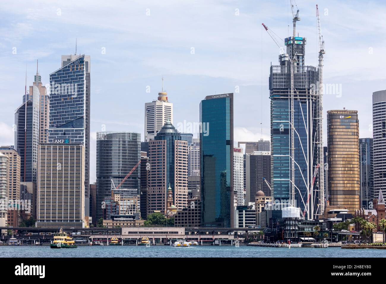 Centro citta' di Sydney e paesaggio urbano con il nuovo edificio degli uffici AMP nel 2021, Sydney, Australia Foto Stock