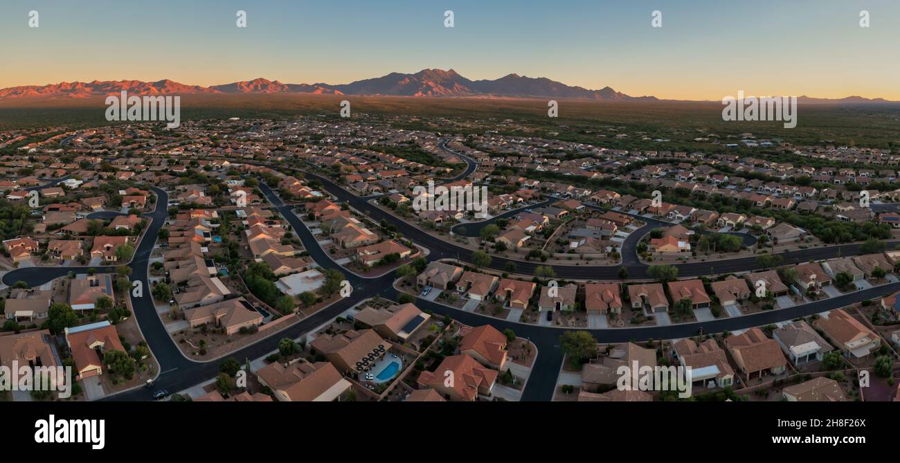 Quail Creek quartiere residenziale a Sahuarita, aereo Foto Stock