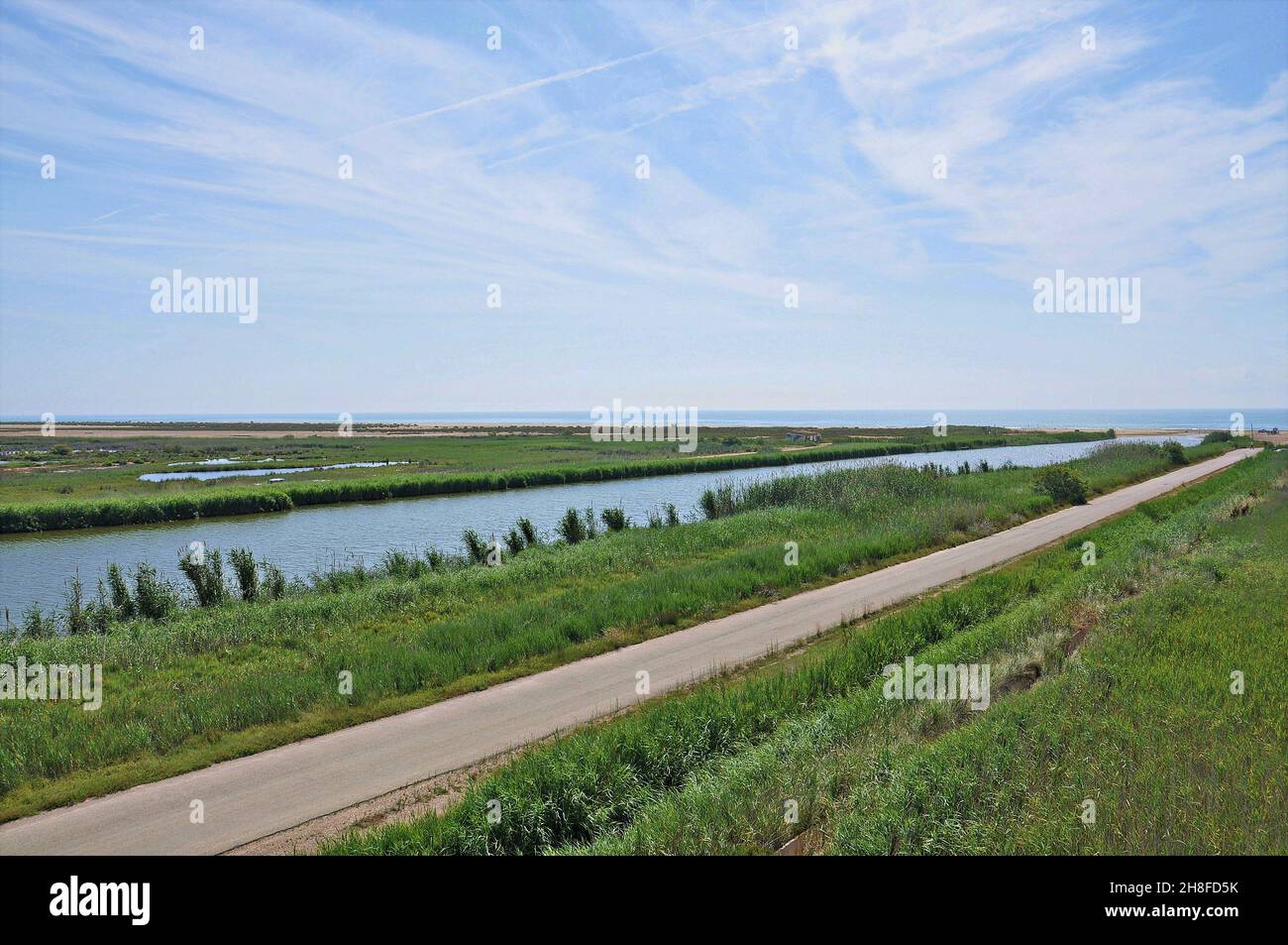 Foce del fiume Ebro nella regione di Baix Ebre provincia di Tarragona, Catalogna, Spagna Foto Stock