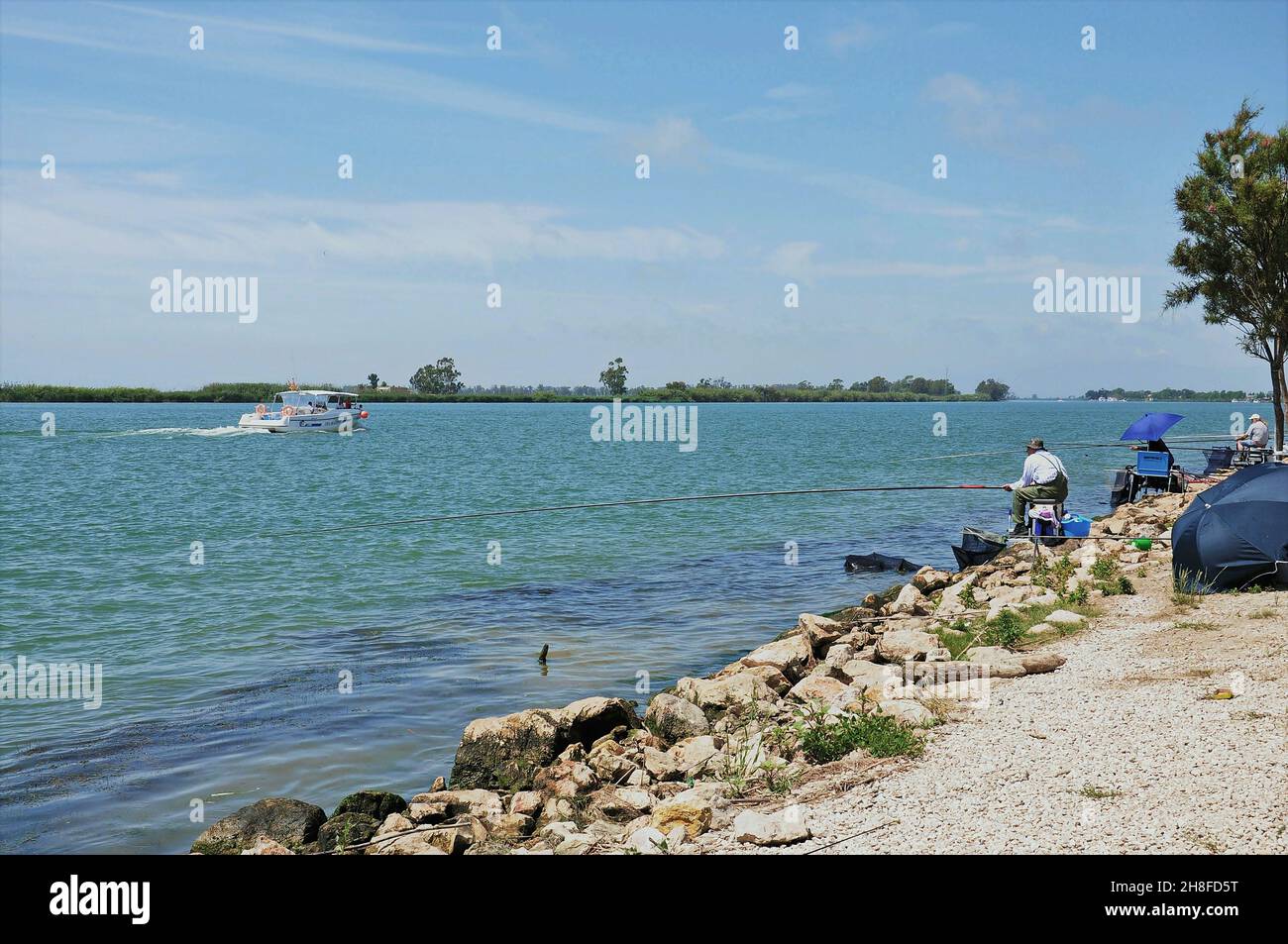 Foce del fiume Ebro nella regione di Baix Ebre provincia di Tarragona, Catalogna, Spagna Foto Stock