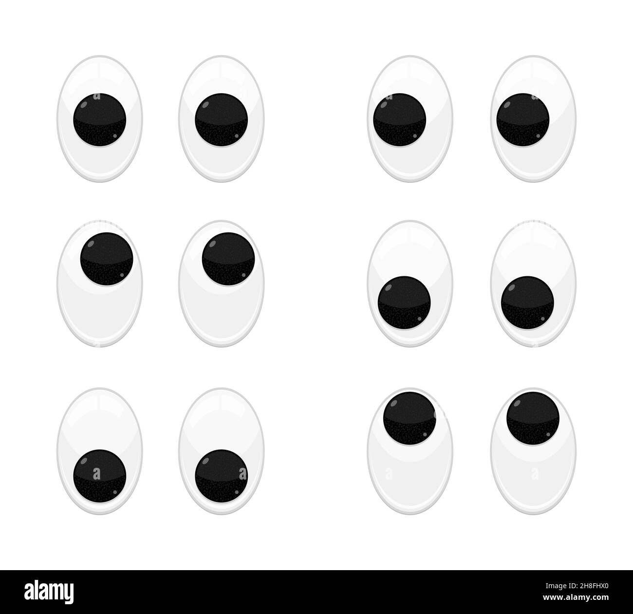 Giocattolo di plastica occhi ondeggianti design piatto immagine vettoriale isolato su sfondo bianco. Illustrazione Vettoriale