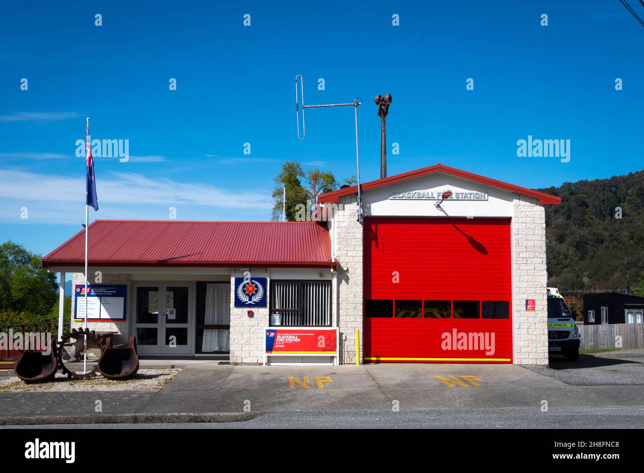 Blackball Fire Station, West Coast, South Island, Nuova Zelanda Foto Stock