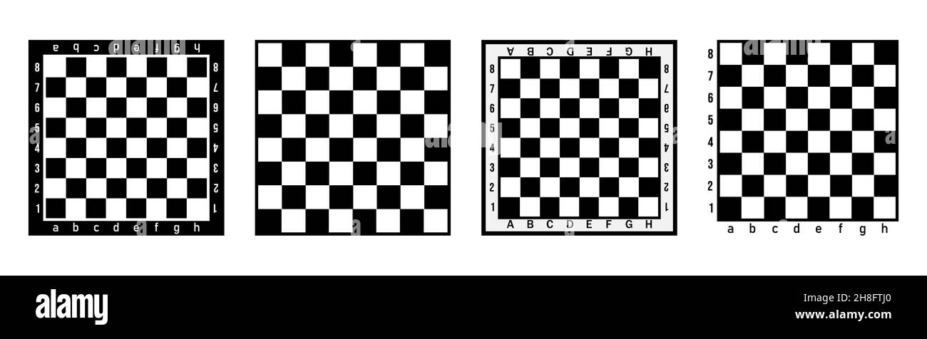 Set di quattro scacchiere. Stile piatto. Illustrazione vettoriale isolata su sfondo bianco Illustrazione Vettoriale