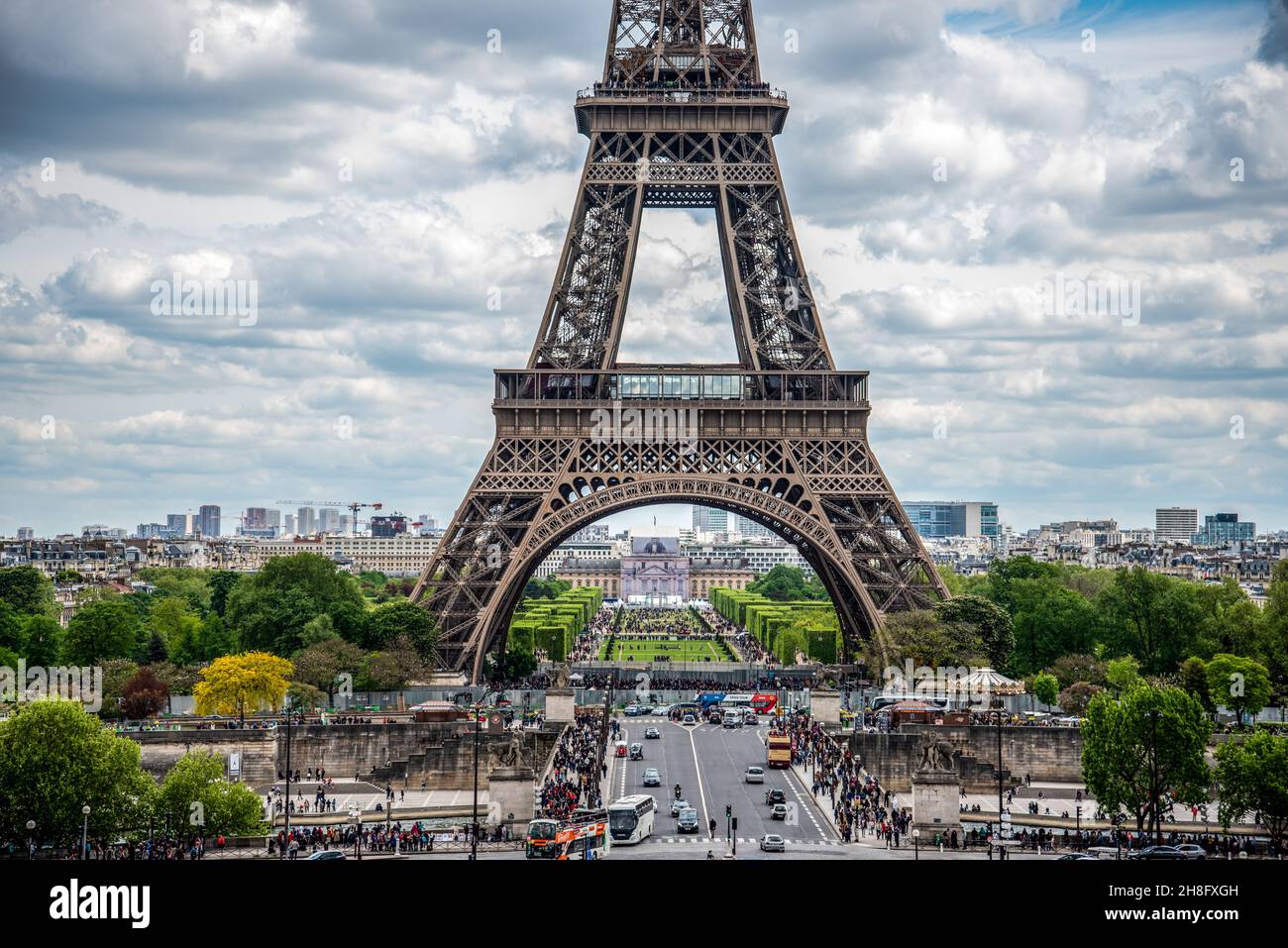 Vista della Torre Eiffel dal Giardino del Trocadero, Parigi, Francia Foto Stock