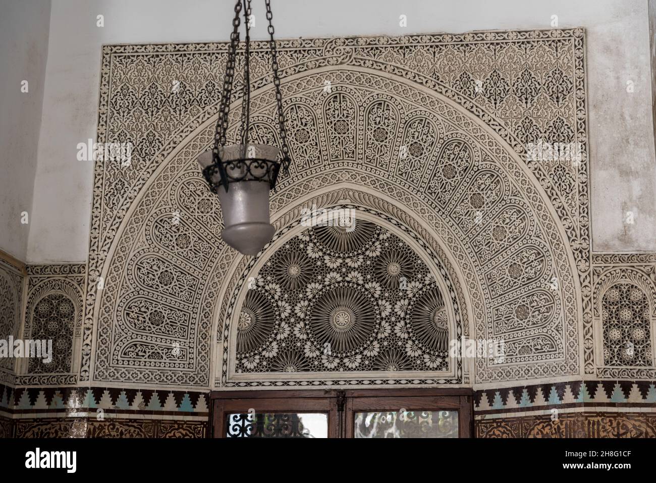 Bella decorazione delle pareti nella Grande Mosquee de Paris, Francia Foto Stock