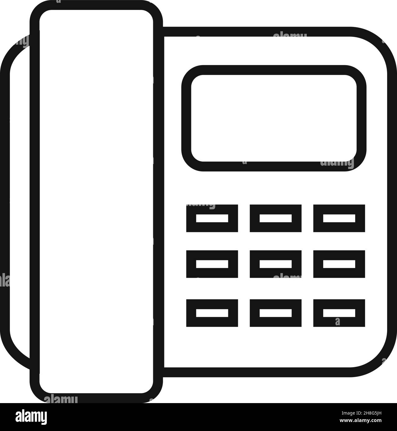 Vecchia icona del telefono. Telefono fisso in stile linea nera Illustrazione Vettoriale