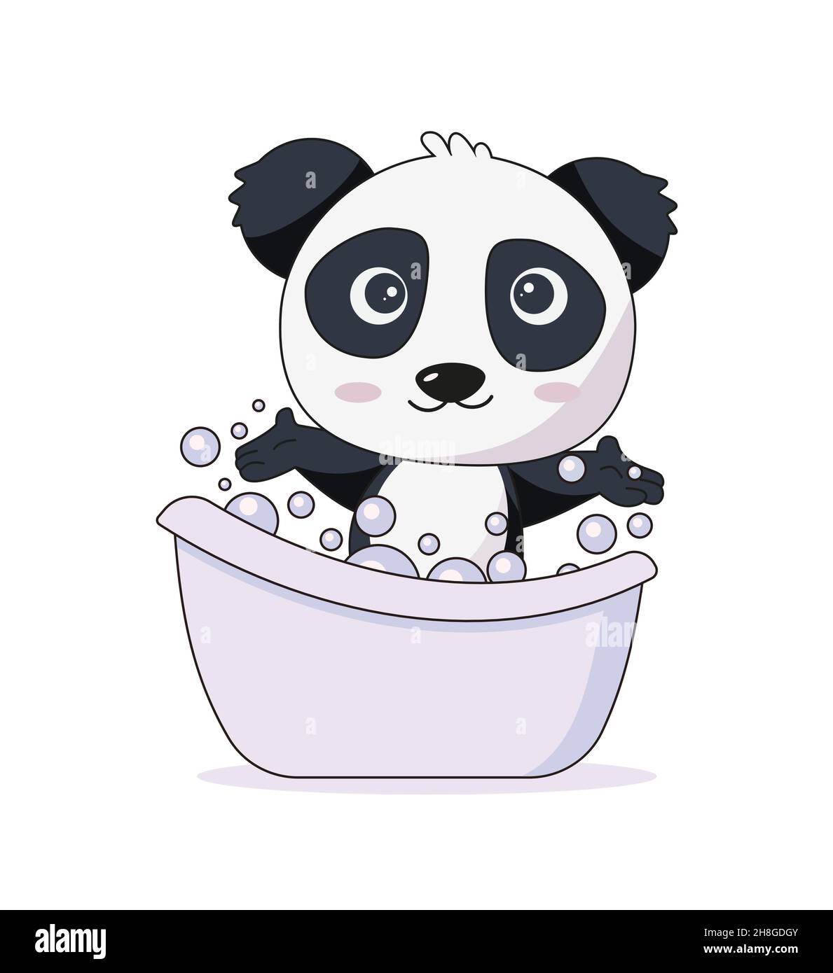 Il panda carino bagna nel vettore di illustrazione del bagno EPS 10 Illustrazione Vettoriale