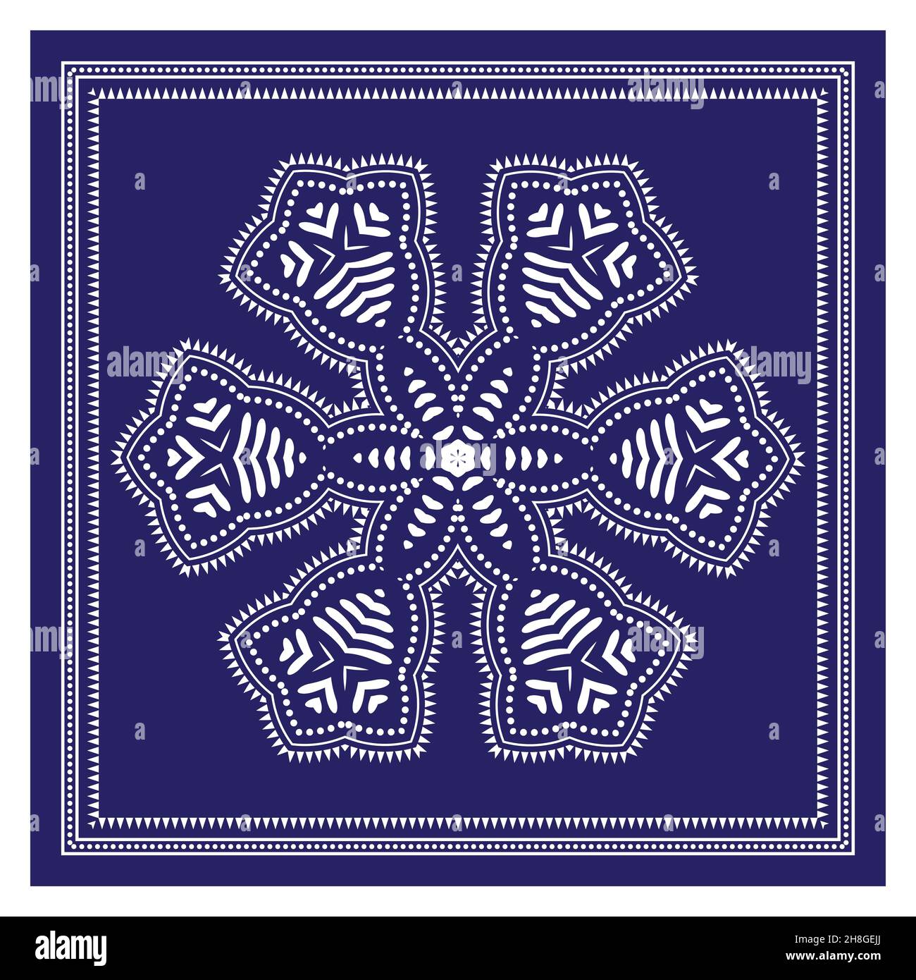 Bandana Shawl, stampa tessuto tovaglia, sciarpa collo di seta, fazzoletto design, ornamento Paisley, Modello quadrato Foto Stock