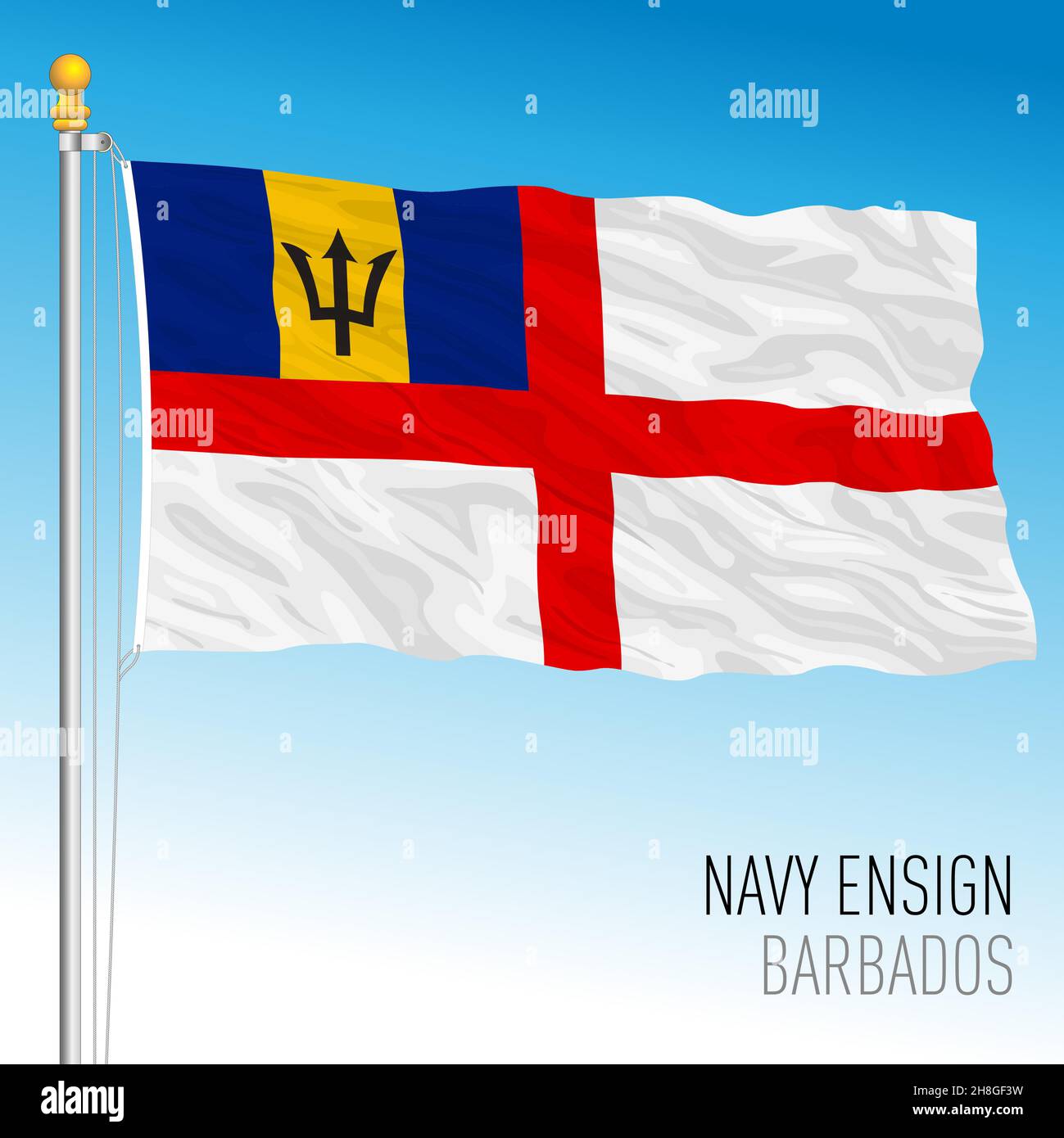 Bandiera Navy Ensign delle Barbados, illustrazione vettoriale Illustrazione Vettoriale
