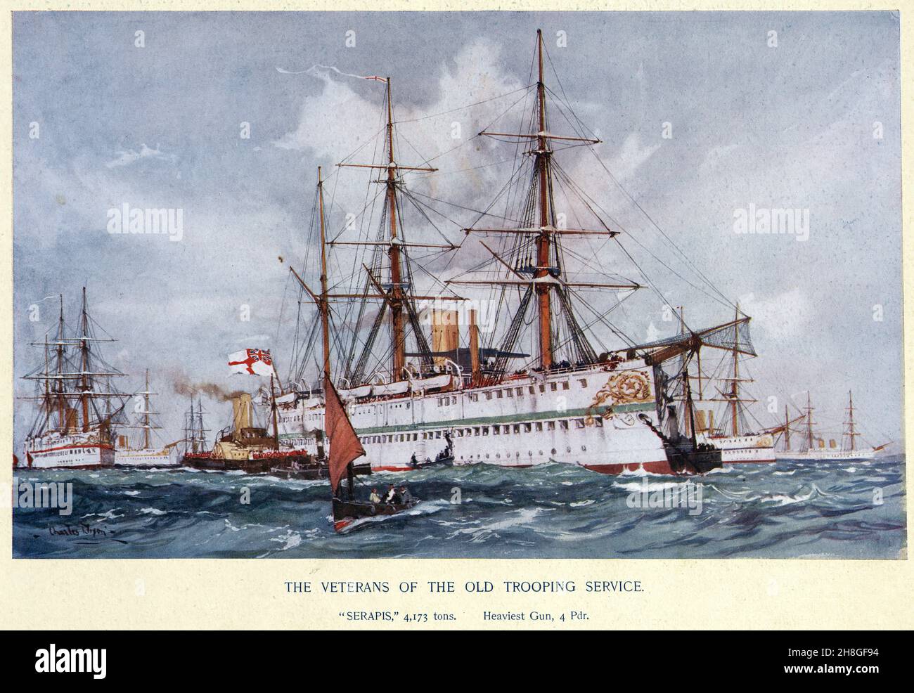 La Marina reale Vittoriana, HMS Serapis era una troopship di classe Eufrate commissionata per il trasporto delle truppe da e verso l'India. Foto Stock