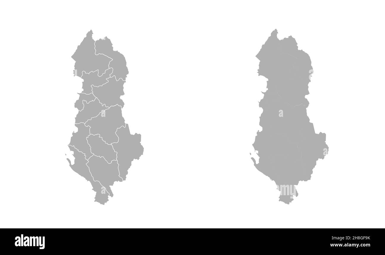 Mappa Albania. Illustrazione della mappa stilizzata con città, divisioni amministrative Foto Stock