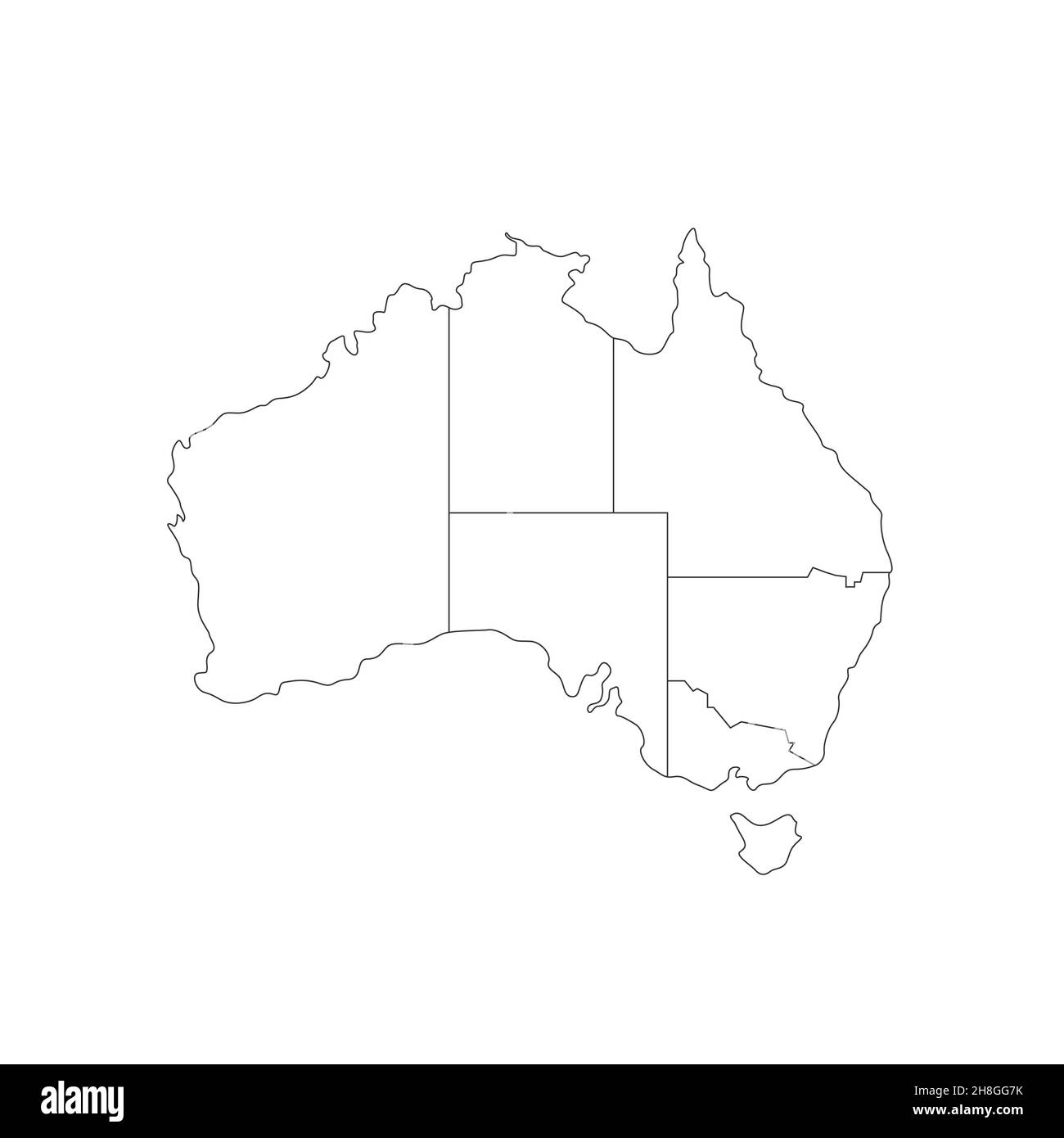 Mappa Australia su sfondo bianco. Scorta Foto Stock