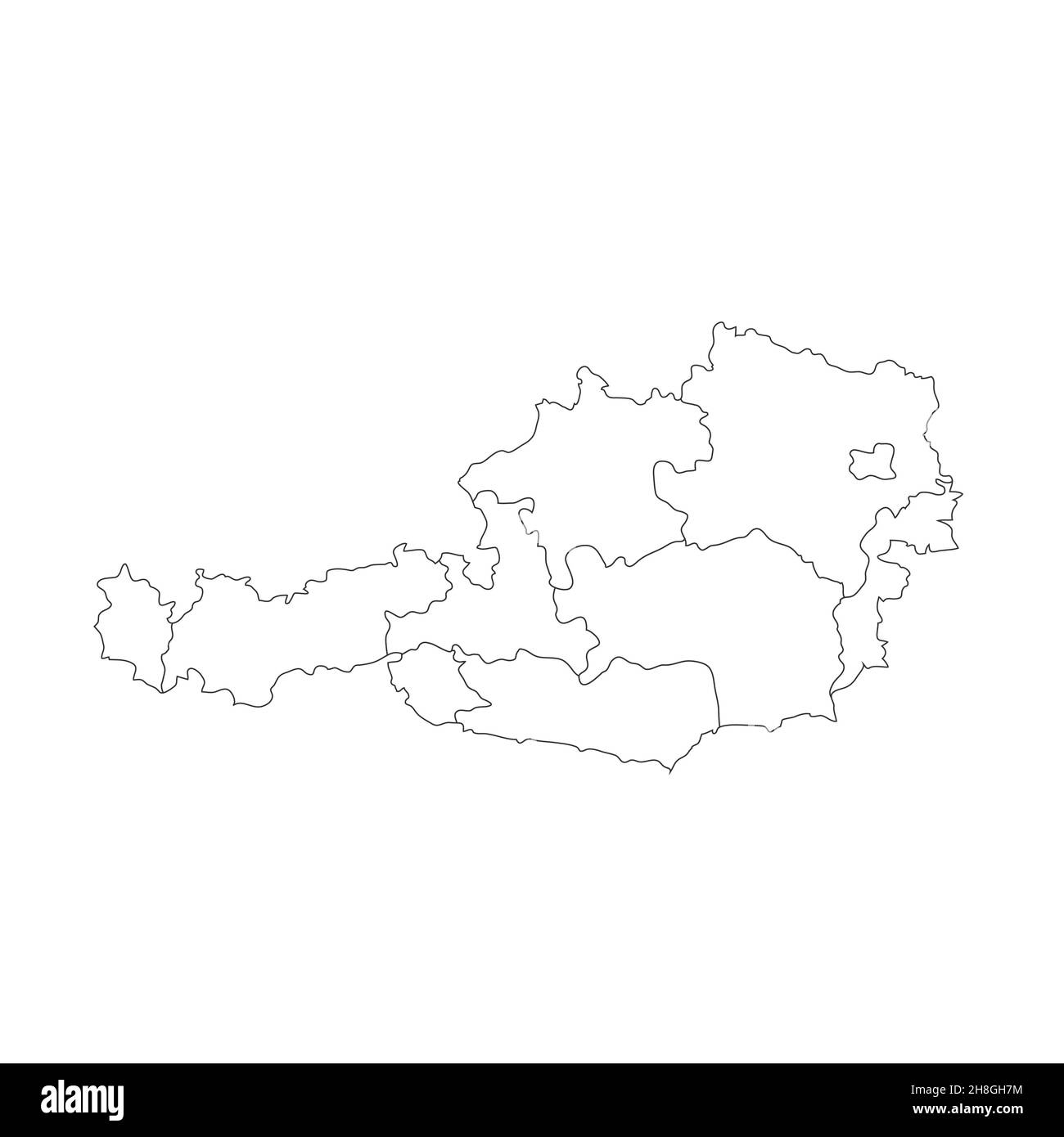 Semplice mappa di disegno Austria. Contorno isolato. Foto Stock