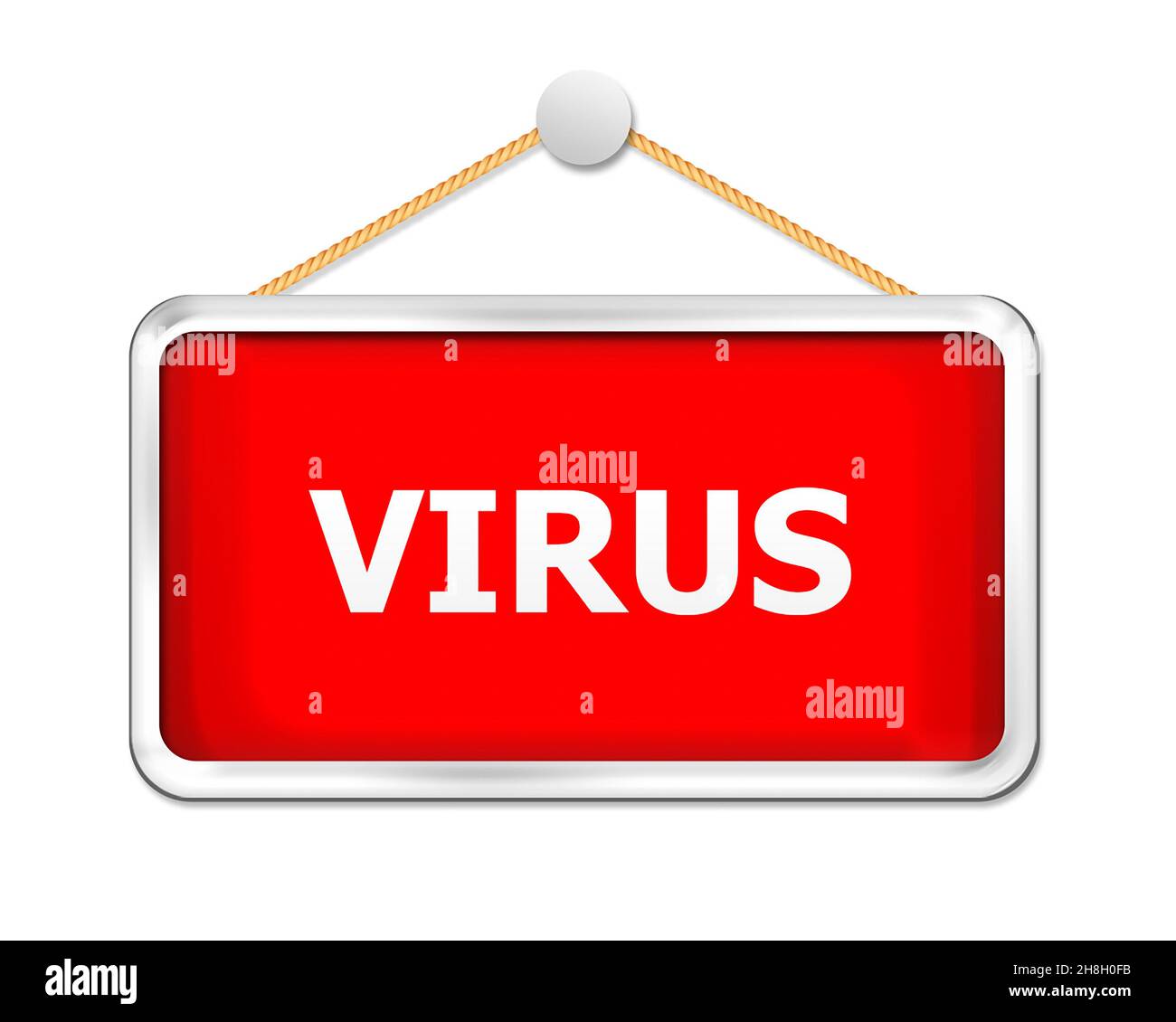 Red Covid Virus Sign graphic, boader bianco, con appendiabiti Foto Stock