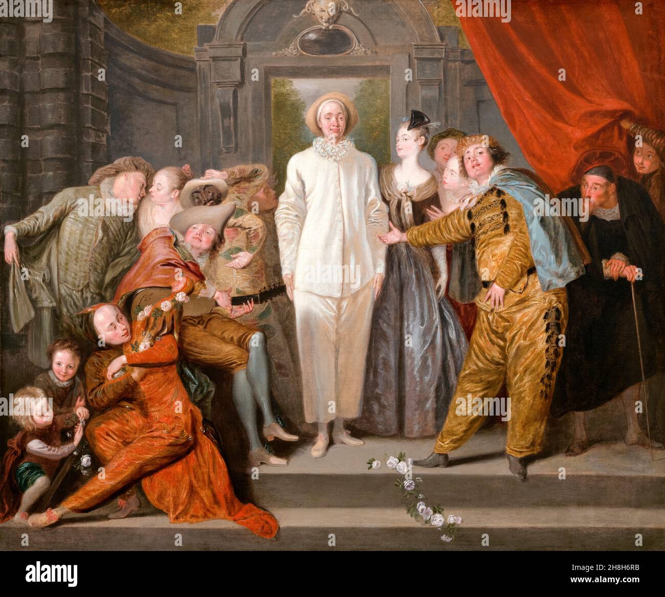 Jean-Antoine Watteau, i Comediani italiani, pittura, circa 1720 Foto Stock