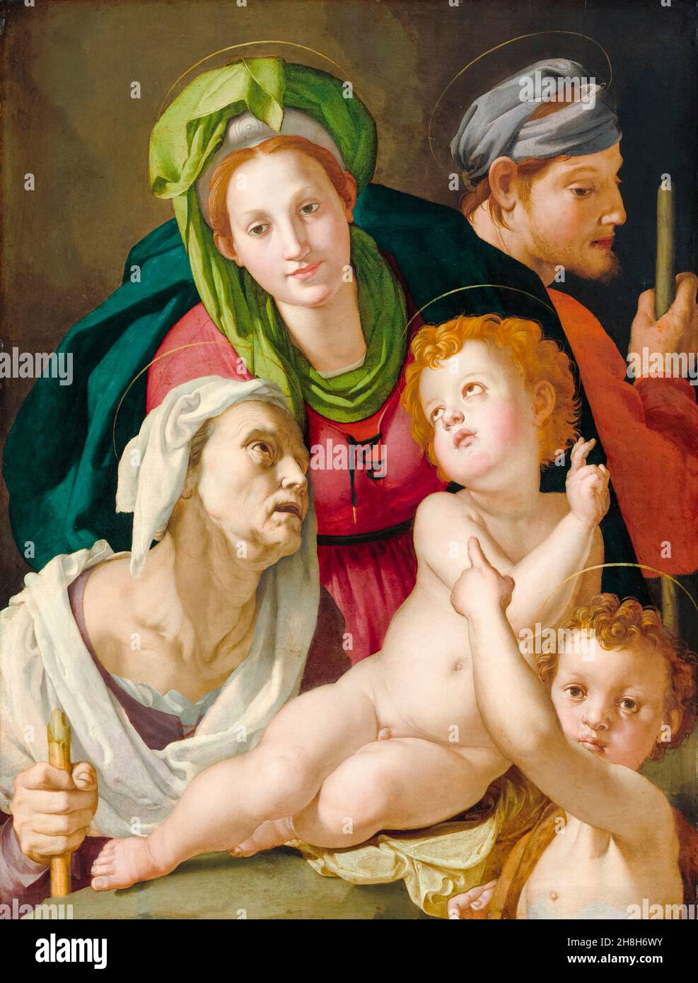La Sacra Famiglia, dipinto di Agnolo Bronzino, 1527-1528 Foto Stock