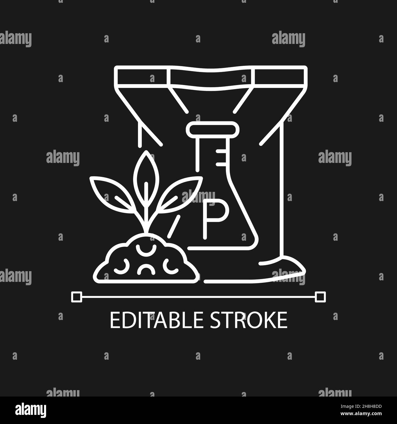 Icona del fertilizzante al fosforo lineare per tema scuro Illustrazione Vettoriale